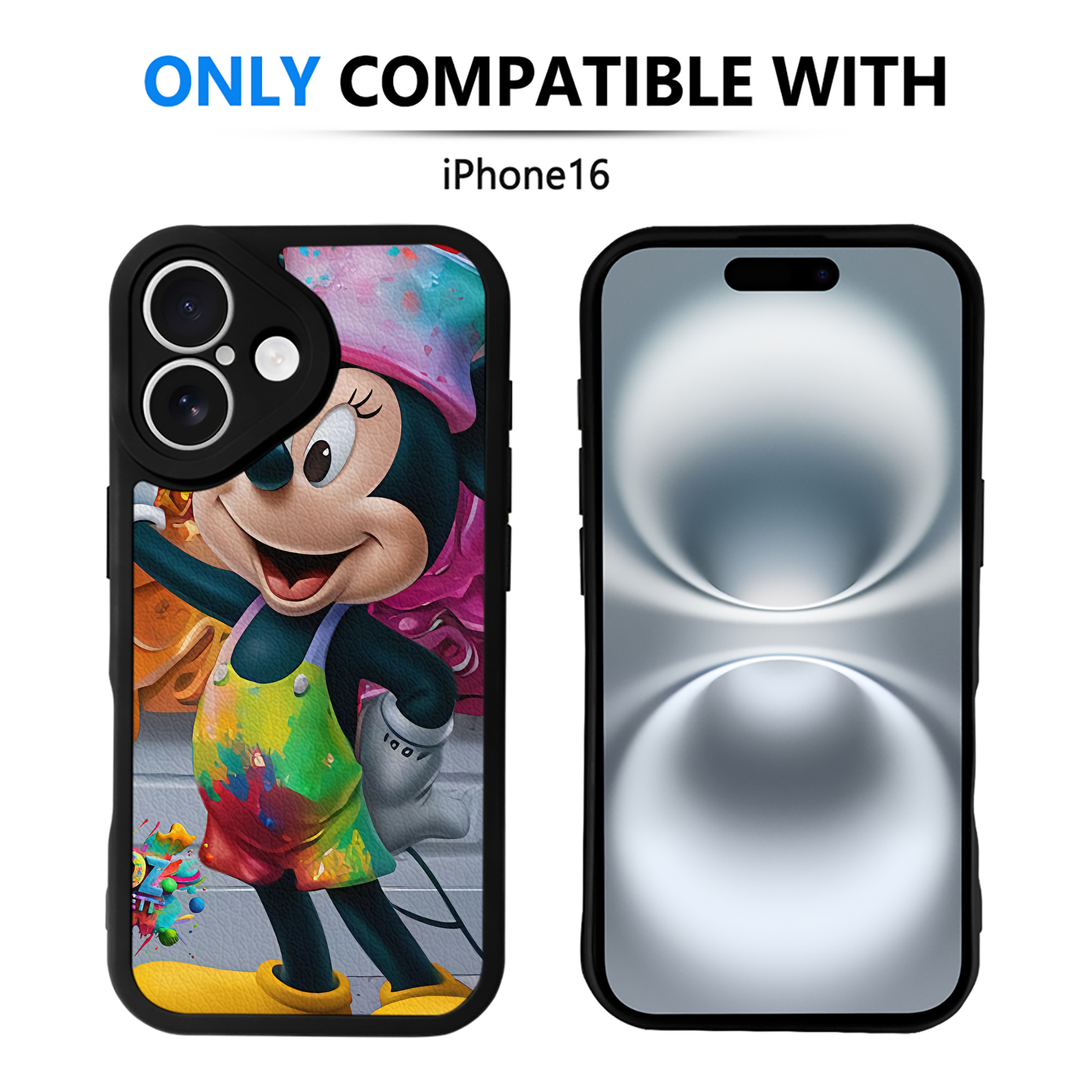 （画像用） ミッキーマウス Mickey Mouse 【iPhone 16シリーズ対応】シリコンスマホケース（レザー調） 材質：シリコン